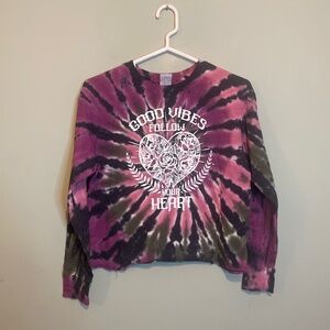 No Boundaries Womens Tie Dye Good Vibes Follow Your Heart SweatShirt Small